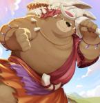 anthro belly brown_body brown_fur fur male overweight overweight_anthro overweight_male solo hinami sdorica dagger_(sdorica_sunset) bear mammal 2018