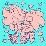 anthro blue_background blush clothing duo eyes_closed footwear gloves hand_holding handwear heart_symbol hug male male/male shoes simple_background smile sparkles star sikai sega sonic_the_hedgehog_(series) shadow_the_hedgehog sonic_the_hedgehog eulipotyphlan hedgehog mammal 1:1