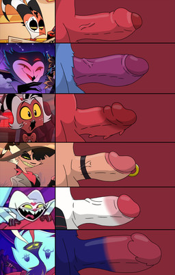 anthro aroused ball_tuft balls blue_penis chart circumcised circumcision_scar cybernetic_leg cybernetic_limb cybernetics erection foreskin freckled_face freckles frilled_penis genital_piercing genital_scar genitals horn machine male multicolored_penis penis penis_chart penis_piercing penis_size_comparison penis_size_difference piercing prince_albert_piercing red_penis scar screencap spiked_penis spikes spikes_(anatomy) tear_trough tuft white_penis hellaverse helluva_boss penis_lineup asmodeus_(helluva_boss) blitzo_(helluva_boss) fizzarolli_(helluva_boss) moxxie_(helluva_boss) stolas_(helluva_boss) striker_(helluva_boss) demon demon_humanoid humanoid imp hi_res