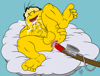 anal anthro bodily_fluids cloud cum erection fishing_rod genital_fluids genitals humanoid_genitalia humanoid_penis improvised_dildo improvised_sex_toy male nude object_in_ass on_cloud penis simple_background solo sean_blackthorne mario_bros nintendo koopa lakitu scalie 2014 dated signature