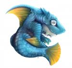 ambiguous_gender amphibian_(mh) big_eyes capcom chibi chibity feral fish hi_res marine monster_hunter shark simple_background solo teeth white_background zamtrios