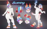 anthro big_feet big_penis blue_fire colored_fire eyewear feet fire genitals glasses male penis solo tattoo loonyellie nintendo pokemon sunny_flowers generation_8_pokemon pokemon_(species) scorbunny absurd_res hi_res model_sheet