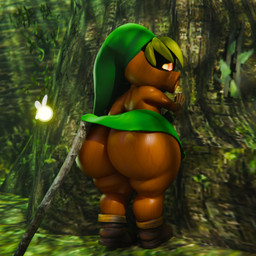 big_butt boots butt clothed clothing duo female footwear forest gloves green_clothing green_hat green_headwear handwear hat headgear headwear looking_back male not_furry plant shoes shortstack shortstack_male stick thick_thighs topless tree supersuperrare majora's_mask nintendo the_legend_of_zelda deku_link tatl_(tloz) deku_(tloz) deku_scrub elemental_creature flora_fauna humanoid 1:1 2026 3d_(artwork) digital_media_(artwork) hi_res