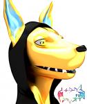 anthro clothing fangs fur hood hoodie male solo teeth topwear yellow_body yellow_fur luki13lol canid canine fox mammal 3d_(artwork) digital_media_(artwork) headshot_portrait portrait