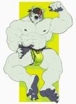 4_toes 5_fingers abs anthro balls biceps big_bulge big_muscles biped black_claws black_nipples black_nose black_pawpads bulge claws clothed clothing feet fingers flexing fur genitals headgear huge_muscles humanoid_hands jockstrap kerchief looking_at_viewer male muscular muscular_anthro muscular_arms muscular_male muscular_thighs nipples pawpads pecs plantigrade sitting solo spikes spikes_(anatomy) toes topless underwear white_body white_fur yellow_eyes nightterror rogue_fang grimfaust_(nightterror) bear mammal polar_bear ursine 2019 hi_res