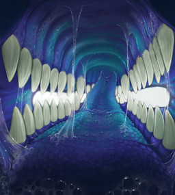 ambiguous_form ambiguous_gender bodily_fluids fangs forked_tongue in_mouth internal mouth_shot open_mouth prey_pov saliva saliva_on_tongue saliva_string solo teeth tongue unsigned vore acidic ambiguous_species hi_res