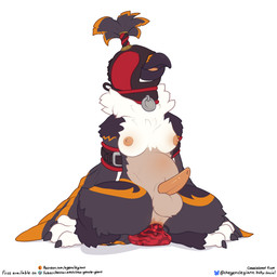 abdominal_bulge anal anal_penetration anthro anthro_penetrated areola balls bdsm beak biped black_beak black_body black_feathers blindfold bondage bound breasts claws dildo dildo_in_ass dildo_insertion erection falconry_hood feathers genitals gynomorph gynomorph_anthro gynomorph_penetrated hood intersex intersex_anthro intersex_penetrated multicolored_body multicolored_feathers neck_tuft nipples object_in_ass penetration penis sex_toy sex_toy_in_ass sex_toy_insertion simple_background smile solo tan_body tan_feathers tapering_penis text toe_claws tuft white_background white_body white_breasts white_feathers winged_arms wings the_gentle_giant avian bird 1:1 2025 digital_media_(artwork) english_text hi_res url