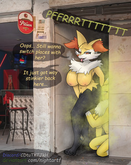 anal anthro big_breasts breasts dominant dominant_female duo facesitting fart fart_cloud fart_fetish fart_sniffing farting_in_mouth farting_on_another farting_on_face female female/female female_anthro forced humiliation nipples oral rimming sex sitting sitting_on_another sniffing text nightartf a_chance_encounter bandai_namco digimon nintendo pokemon braixen digimon_(species) generation_6_pokemon pokemon_(species) renamon english_text hi_res meme