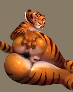 anthro anus big_anus big_butt black_anus butt detailed_anus female fur genitals glistening glistening_anus glistening_butt glistening_thighs looking_at_viewer nude orange_body presenting presenting_anus presenting_hindquarters simple_background smile solo spread_anus spreading stripes tail thick_thighs vulva wide_hips alytarch dreamworks kung_fu_panda master_tigress felid mammal pantherine tiger 2026 4:5 absurd_res digital_drawing_(artwork) digital_media_(artwork) hi_res