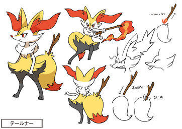 3_fingers 3_toes ambiguous_anthro ambiguous_gender anthro arm_tuft big_tail biped black_body black_fur cheek_tuft chest_tuft dipstick_tail elemental_manipulation eyes_closed facial_tuft featureless_crotch feet fingers fire fire_manipulation front_view fur holding_object holding_stick inner_ear_fluff looking_at_viewer markings mouth_closed multicolored_body multicolored_fur nude_ambiguous nude_anthro object_in_tail on_model on_one_leg open_mouth orange_body orange_eyes orange_fur orange_nose orange_tail outline raised_arm rear_view shoulder_tuft simple_background smile snout solo standing stick stick_in_tail surprised tail tail_markings text three-quarter_view toes tongue tongue_out tuft two_tone_tail weapon white_background white_body white_fur yellow_body yellow_fur yellow_tail unknown_artist nintendo pokemon braixen canid canine generation_6_pokemon mammal pokemon_(species) cel_shading character_name concept_art digital_drawing_(artwork) digital_media_(artwork) full-length_portrait headshot_portrait japanese_text model_sheet multiple_scenes official_art portrait shaded source_request translated