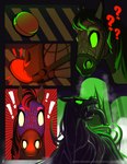 bodily_fluids containment_tube drooling duo feral harness long_tongue looking_at_another male mask saliva sharp_teeth surprised_expression teeth tongue tongue_out wide_eyed manahallowhound marvel spider-man_(series) horse_venom spider-horse_(manahallowhound) alien equid equine hybrid mammal symbiote absurd_res comic hi_res