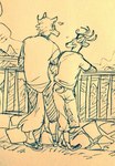 anthro antlers clothed clothing duo fully_clothed heart_symbol horn looking_at_another male male/male plant railing romantic scenic_view tree wuffinarts beastars legoshi_(beastars) louis_(beastars) canid canine canis cervine deer mammal red_deer wolf