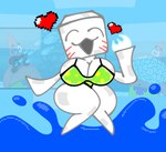 anthro bikini clothing female heart_symbol snow snowball solo swimwear thick_thighs two-piece_swimsuit water skeletonhearts microsoft minecraft mojang nickelodeon spongebob_squarepants xbox_game_studios patrick_star ghast_(minecraft) ghastling_(minecraft) hi_res