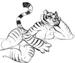 4_fingers anthro breasts claws crotch_tuft female fingers lying muscular muscular_female naturally_censored nipples nude on_side simple_background solo stripes tuft white_background guoh dreamworks kung_fu_panda master_tigress felid mammal pantherine tiger digital_drawing_(artwork) digital_media_(artwork) monochrome sketch