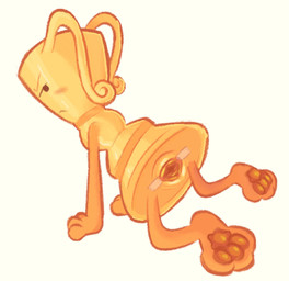 feet female genitals handpaw hindpaw orange_pawpads orange_vulva pawpads paws pussy_tape simple_background solo spread_vulva spreading tan_background tape vulva yellow_body clockstops3am conditional_dnp inanimate_insanity object_shows trophy_(ii) animate_inanimate 2025 full-length_portrait hi_res portrait