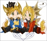 alchemy anthro chalk chibi duo ellipsis magic magic_circle male tail young young_anthro young_male darkuangel numa fullmetal_alchemist mythology alphonse_elric edward_elric domestic_cat dragon felid feline felis hybrid mammal mythological_creature mythological_scalie scalie