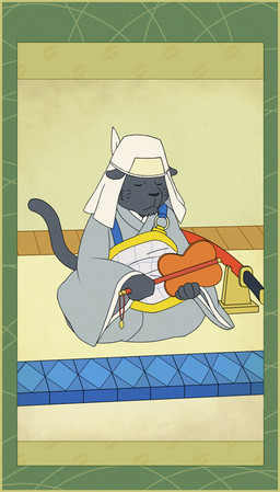 anthro asian_clothing black_body black_fur clothed clothed_anthro clothed_male clothing detailed_background east_asian_clothing eyes_closed fur gunbai hat headgear headwear holding_object japanese_clothing katana kimono kneeling male male_anthro melee_weapon scabbard seiza sitting solo sword tail weapon whiskers 208and209 bemani konami pop'n_music kanenobu_(pop'n_music) felid mammal pantherine 2010 digital_media_(artwork) japanese_description