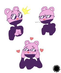 anthro blush blush_lines clothing covered_mouth ellipsis emanata expressions eyebrows eyewear flash_emanata fur glasses heart_nose heart_symbol logo male markings mole_(marking) pink_body pink_fur raised_eyebrows solo sweater text topwear turtleneck thatdawgmurray happy_tree_friends the_mole_(htf) eulipotyphlan mammal mole_(animal) aliasing artist_logo artist_name digital_media_(artwork) signature