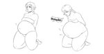 ambiguous_gender bdsm belly big_belly bloated bodily_fluids bondage bound burping emanata femboy force_feeding forced huge_belly humanoid_pointy_ears not_furry pointy_ears solo stuffing thick_thighs tongue tongue_out wide_hips donutbronut elf humanoid 17:9 monochrome nonbinary_(lore)