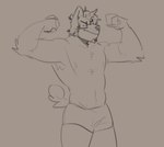 anthro boxer_briefs brown_background clothing eyewear flexing glasses male silly simple_background underwear melaisen canid canine canis domestic_dog mammal 2021 absurd_res black_and_grey digital_media_(artwork) hi_res monochrome portrait sketch three-quarter_portrait