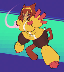anthro big_breasts breasts eyewear_on_head female simple_background solo thick_thighs wide_hips eldiipiid gameoverse glitch_productions kit_bodega domestic_cat felid feline felis mammal 2026 hi_res