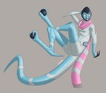 2_toes 3_fingers biped black_claws blue_body blue_skin bodysuit breasts claws clothed clothing digitigrade eyebrows facial_markings feet female fingers floating fully_clothed fully_clothed_female hairless head_markings looking_at_viewer markings no_irises no_pupils not_furry pink_scarf prehensile_feet scarf simple_background skinsuit smile solo tight_clothing toes wheel white_eyes lumen_fox ben_10 cartoon_network x-s_(lumen_fox) alien alien_humanoid humanoid kineceleran absurd_res digital_media_(artwork) hi_res signature