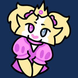 anthro blonde_hair clothing collar crown female hair happy headgear heart_symbol heterochromia pigtails pink_clothing pink_collar pink_hairbow solo yellow_body young young_female anonymous_artist dollie_(triixs) 1:1 absurd_res alpha_channel hi_res