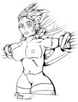 artificial_intelligence athletic bdsm big_breasts bondage bound breasts female genitals looking_at_viewer machine not_furry nude pussy smile solo thigh_gap villainous passunderworld system_shock shodan android humanoid robot hi_res monochrome