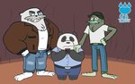 anthro black_body black_fur black_nose bottomwear bulge cellphone clothing electronics fur group hat headgear headwear inside male pants phone shirt slightly_chubby smartphone topwear white_body white_fur grolarbearsins cartoon_network we_bare_bears charlie_(we_bare_bears) panda_(we_bare_bears) ralph_(we_bare_bears) bear giant_panda mammal 16:10 2020 absurd_res hi_res widescreen