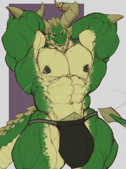 2_horns abs anthro areola arm_spikes barazoku biceps big_bulge big_horn big_muscles big_pecs biped black_clothing black_jockstrap black_underwear brown_spikes bulge chin_spikes clothed clothed_anthro clothed_male clothing countershade_arms countershade_face countershade_legs countershade_neck countershade_scales countershade_tail countershade_torso countershading detailed_bulge elbow_spikes facial_spikes fangs front_view green_body green_eyes green_scales hands_behind_head head_spikes horn horn_jewelry horn_ring huge_bulge huge_muscles jaw_spikes jewelry jockstrap jockstrap_only latissimus_dorsi looking_at_viewer male male_anthro manly multicolored_body multicolored_scales muscular muscular_anthro muscular_arms muscular_male muscular_thighs navel nipple_piercing nipple_ring nipples non-mammal_navel non-mammal_nipples one_eye_closed open_mouth open_smile pecs piercing quads ring_(jewelry) ring_piercing scales serratus simple_background smile smiling_at_viewer solo spiked_tail spikes spikes_(anatomy) standing tail teeth topless topless_anthro topless_male triceps two_tone_body two_tone_scales underwear underwear_only oldshep european_mythology mythology wayne_(oldshep) dragon mythological_creature mythological_scalie scalie western_dragon wingless_dragon colored_sketch digital_drawing_(artwork) digital_media_(artwork) flat_colors hi_res portrait sketch three-quarter_portrait