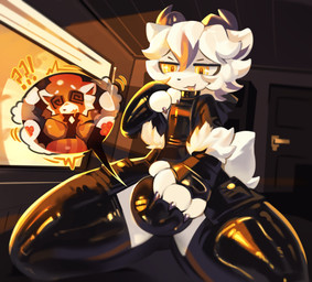 3_toes anthro bulge_grab bulge_squish confusion duo feet latex macro male male/male micro smile struggling struggling_to_fit stuck toes vore latexm4n hi_res