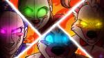 glowing glowing_eyes group machine namygaga five_nights_at_freddy's fnafng scottgames sister_location ballora_(fnafsl) circus_baby_(fnaf) funtime_foxy_(fnaf) funtime_freddy_(fnafsl) animatronic bear canid canine fox humanoid mammal robot 16:9 2016 digital_media_(artwork) hi_res widescreen