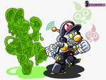 duo machine male simple_background eggbot15 luigi's_mansion mario_bros nintendo gooigi robo_mario goo_creature robot absurd_res digital_media_(artwork) hi_res