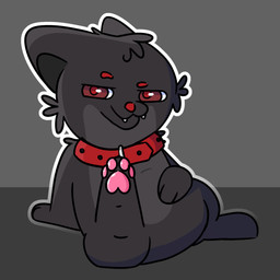 ambiguous_gender black_body black_fur feet fur multicolored_body multicolored_fur narrowed_eyes pawpads red_eyes solo toes toony tuft two_tone_body two_tone_fur jtay canid canine fox mammal 1:1 cel_shading hi_res shaded