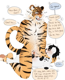 5_fingers adult_on_young age_difference amputee andromorph andromorph/male andromorph_anthro andromorph_penetrated anthro anthro_on_anthro anthro_penetrated anthro_penetrating anthro_penetrating_anthro black_hair blush clitoris dialogue disability duo erection fingers floppy_ears genitals hair intersex intersex/male intersex_anthro intersex_penetrated interspecies male male_anthro male_penetrating male_penetrating_andromorph male_penetrating_intersex older_intersex older_penetrated penetration penile penile_penetration penis penis_in_vagina sex simple_background speech_bubble tail text vaginal vaginal_penetration white_background young young_anthro young_male ninmnon domino_(spottydog) mr._nowak_(ninmnon) canid canine canis dalmatian domestic_dog felid mammal pantherine tiger english_text hi_res