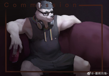 anthro beverage black_clothing black_hair black_topwear can cheek_tuft clothed clothing container electronics facial_tuft front_view fur glistening glistening_eyes grey_eyes hair headphones headphones_around_neck holding_can holding_container holding_object male mouth_closed overweight overweight_anthro overweight_male sitting solo spread_legs spreading topwear tuft unsigned white_body white_fur awaldkize coca-cola bear mammal polar_bear ursine hi_res