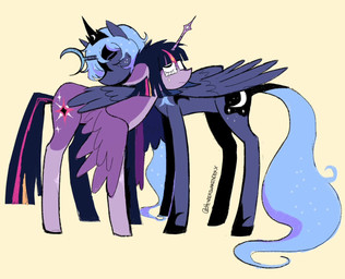 bodily_fluids crown crying duo eyelashes eyewear female female/female feral freckled_face freckles glasses headgear horn hug long_eyelashes tears using_wings wing_hug wings buiiietproof friendship_is_magic hasbro my_little_pony mythology princess_luna_(mlp) twilight_sparkle_(mlp) equid equine mammal mythological_creature mythological_equine winged_unicorn