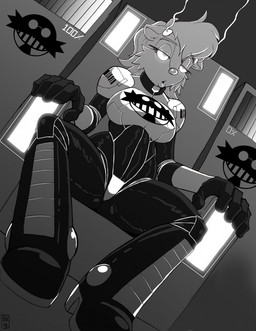 anthro barcode biped boots chair clothed clothing collar eyebrows eyelashes female footwear fur furniture gloves glowing hair handwear high_heeled_boots high_heels machine mind_control mind_wipe mindless open_mouth percentage shoes solo submissive submissive_female suit max_blackrabbit archie_comics eggman_empire eggman_logo sega sonic_the_hedgehog_(archie) sonic_the_hedgehog_(comics) sonic_the_hedgehog_(series) sally_acorn chipmunk ground_squirrel mammal rodent sciurid 2018 hi_res monochrome