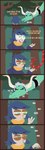 absurd_res blue_hair clothing comic dragon duo english_text eyes_closed fangs female feral forest green_body green_eyes green_scales hair hi_res horn human larger_female long_tongue maid_uniform male male/female mammal matilda_the_maid_dragon mythological_creature mythological_scalie mythology plant robe sarin_the_merchant scales scalie shane_frost size_difference teeth text tongue tree uniform