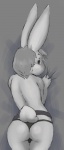 anthro butt clothed clothing male presenting presenting_hindquarters skimpy solo topless mek lagomorph leporid mammal rabbit