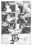 anthro bed bedroom blackmailz canid canine canis comic dialogue digital_media_(artwork) domestic_dog duo english_text eye_contact face_grab felid fur furniture gray_(blackmailz) greyscale hector_(blackmailz) hi_res looking_at_another male male/male mammal monochrome nude open_mouth pantherine profanity text tiger