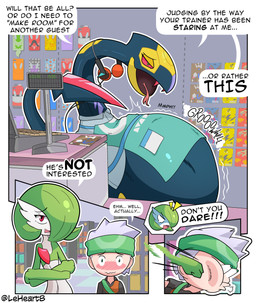 after_vore belly big_belly electronics female feral green_hair group hair headphones inside overweight red_sclera speech_bubble text vore white_body white_hair leheart nintendo pokemon brendan_(pokemon) gardevoir generation_3_pokemon human humanoid mammal pokemon_(species) seviper 2024 comic hi_res