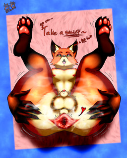 anal_request animal_genitalia animal_penis anthro anus balls big_anus big_butt bodily_fluids butt dialogue feet fur genital_fluids genitals green_eyes heart_symbol looking_at_viewer male musk musky_balls musky_butt nipples nude open_mouth oral_request orange_body orange_fur pawpads paws penis presenting presenting_anus requesting rimming_request sex_request sheath simple_background smile sniffing_request solo spread_anus spread_butt spreading text toes rurudrawrz disney zootopia nick_wilde canid canine fox mammal red_fox true_fox digital_media_(artwork) english_text hi_res