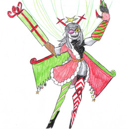 alternate_form anthro antlers armor asymmetrical_armor belt christmas_clothing claws clothing female fusion gift grey_hair hair heterochromatic_glasses holidays hooves horn legwear solo thigh_highs wings wire anonymous_artist christmas deltarune undertale_(series) fan_character noelle_holiday spamelle spamton_g._spamton deer mammal new_world_deer reindeer absurd_res hi_res