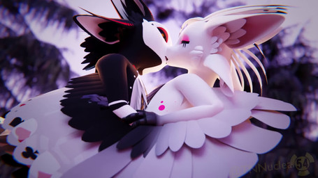 ambiguous/ambiguous ambiguous_gender anthro duo feathered_wings feathers forest fur kissing licking outside plant tail tongue tongue_out tree white_body white_fur wings nuclear54 jeggo_(azerta56) avali 16:9 3d_(artwork) 3d_animation animated blender_(artwork) digital_media_(artwork) hi_res no_sound short_playtime webm widescreen andromorph_(lore) male_(lore)