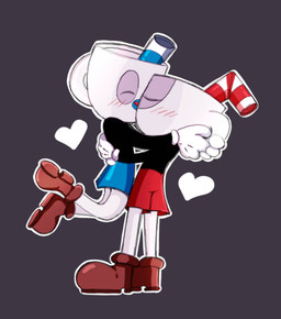 bendy_straw big_nose black_clothing black_shirt black_topwear blue_bottomwear blue_clothing blue_nose blue_shorts blush blush_lines bottomwear brown_clothing brown_footwear brown_shoes clothing container cup drinking_straw duo eyes_closed footwear for_a_head gloves grey_background grey_body grey_skin handle handwear heart_symbol kiss_on_lips kissing male male/male mug red_bottomwear red_clothing red_nose red_shorts romantic romantic_couple shirt shoes shorts simple_background small_nose topwear white_clothing white_gloves white_handwear runesandrumors cuphead_(game) studio_mdhr cuphead_(character) mugman animate_inanimate humanoid object_head 2019 brother_(lore) brothers_(lore) incest_(lore) sibling_(lore) twincest_(lore) twins_(lore)