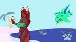 anthro beach big_breasts bikini breasts clothed clothing dessert duo female flower food hair holding_food holding_object huge_breasts ice_cream ice_cream_cone long_hair male outside plant red_hair running sand seaside simple_background smile swimwear tail thick_thighs two-piece_swimsuit nokamiwd mythology terraria duke_fishron zoologist_(terraria) animal_humanoid aquatic_dragon canid canid_humanoid canine canine_humanoid canis domestic_dog dragon fox_humanoid humanoid mammal mammal_humanoid marine mythological_creature mythological_scalie scalie 16:9 hi_res widescreen