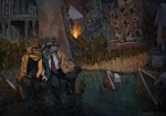 anthro bottomwear clothing detailed_background duo hand_holding male male/male necktie outside pants raining scarf shirt sitting text topwear superbutterscotch tails_noir howard_lotor larry_(tails_noir) mammal procyonid raccoon 2024 absurd_res english_text hi_res