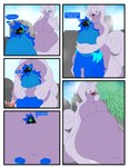 3_toes 4_fingers abdominal_bulge absorption_vore anthro belly big_belly big_breasts big_feet blue_body blue_fur blue_hair bodily_fluids breasts burp_cloud burping claws crying cybernetics duo feet female fingers fur hair hug hugging_another hugging_from_behind long_tail machine nude open_mouth protogen_visor speech_bubble tail tears text toes vore yellow_eyes sokoyo_owo mythology nintendo pokemon starry_(sokoyo_owo) animal_humanoid canid canine cyborg dragon generation_6_pokemon goodra humanoid mammal mammal_humanoid mythological_creature mythological_scalie pokemon_(species) protogen scalie absurd_res comic hi_res