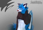 abs anthro biting_shirt blush bodily_fluids clothed clothing cum cum_on_body cum_on_self eyewear genital_fluids glasses looking_at_viewer male pince-nez raised_clothing raised_shirt raised_topwear round_glasses shirt shy solo topwear wings sheepsheepbeep drake_(serlu) canid canine fox mammal